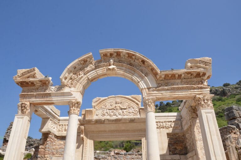Temple of Hadrian arch detail in Ephesus Ancient City