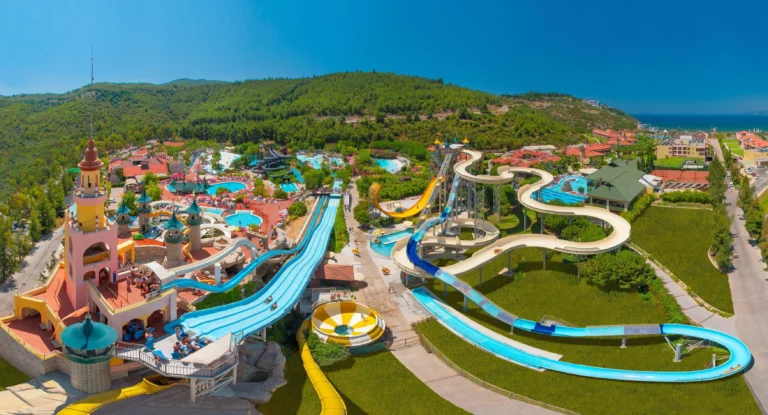 Water park in Kusadasi with slides pools and summer attractions