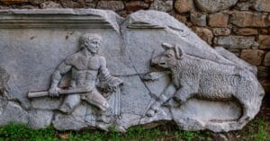 Relief of Androclus fighting the boar at Ephesus Ancient City