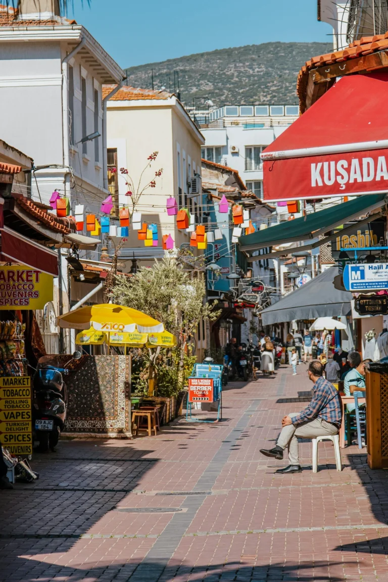 Historic old town streets in Kusadasi Turkey