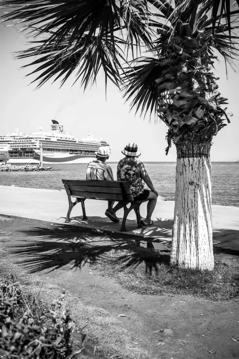 Large cruise ship arriving in Kusadasi harbor