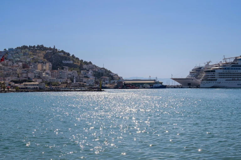 Cruise ship view from Kusadasi cruise port and harbor area