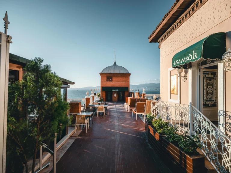 Historic Asansor street and viewpoint in Izmir Turkey