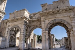 Gate of Mazeus and Mithridates in Ephesus Ancient City near the commercial agora