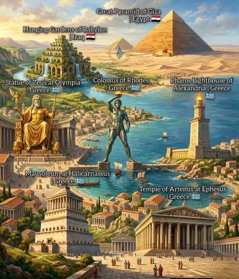 Illustration of the Seven Wonders of the Ancient World