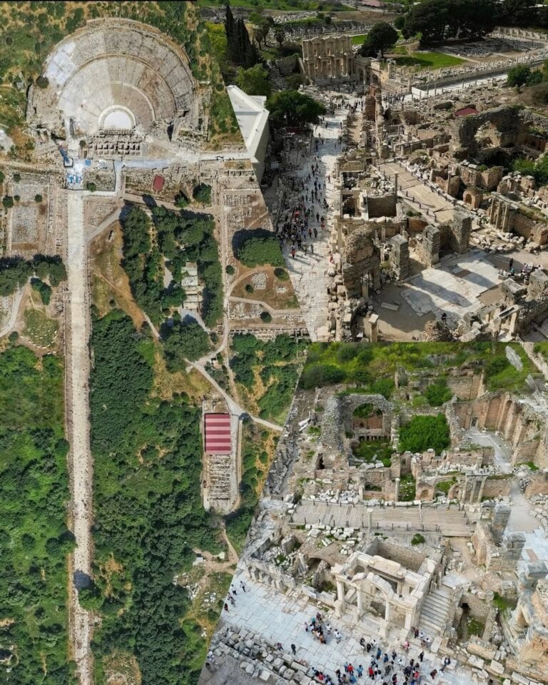 Aerial view of Ephesus Ancient City near Selcuk Turkey