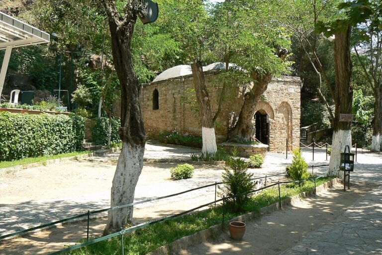 Stone exterior of House of Virgin Mary in Selcuk near Ephesus