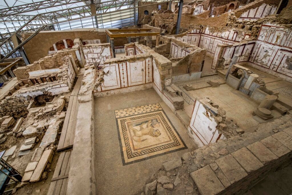 Archaeological excavation area of the Terrace Houses in Ephesus Ancient City.
