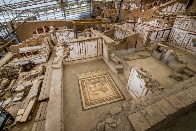 Archaeological excavation area of the Terrace Houses in Ephesus Ancient City.
