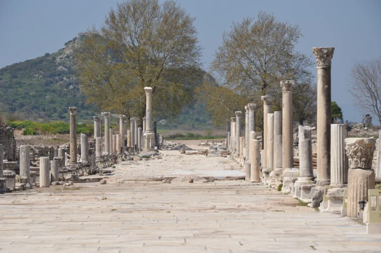 Harbor Street in Ephesus Ancient City leading from the Great Theatre to the ancient harbor