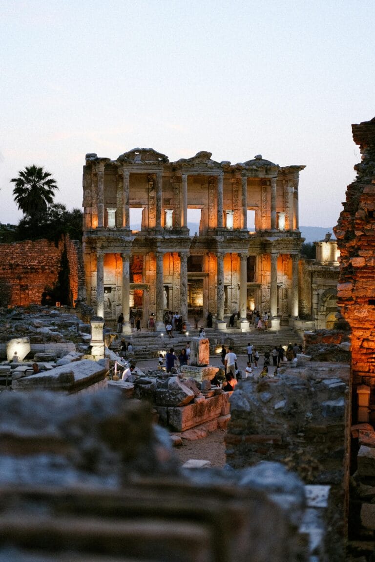 Roman architectural details of the Library of Celsus in Ephesus