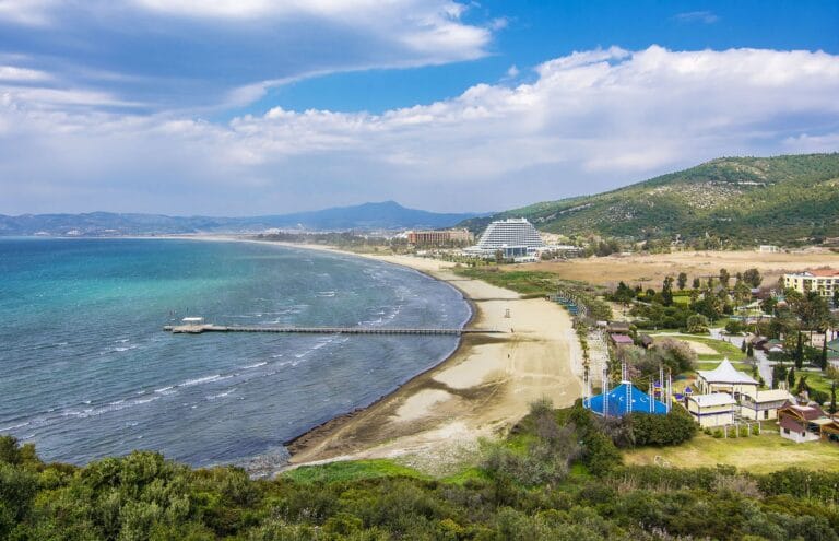 Pamucak Beach coastline near Selcuk Turkey