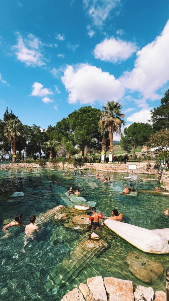 Cleopatra Pool thermal waters in Pamukkale Turkey