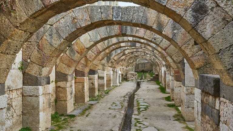 Roman arches inside the Agora of Smyrna in ancient Izmir